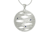 Large circle statement necklace: chunky silver pendant with sapphire accents - Fine Jewelry by Anastasia Savenko